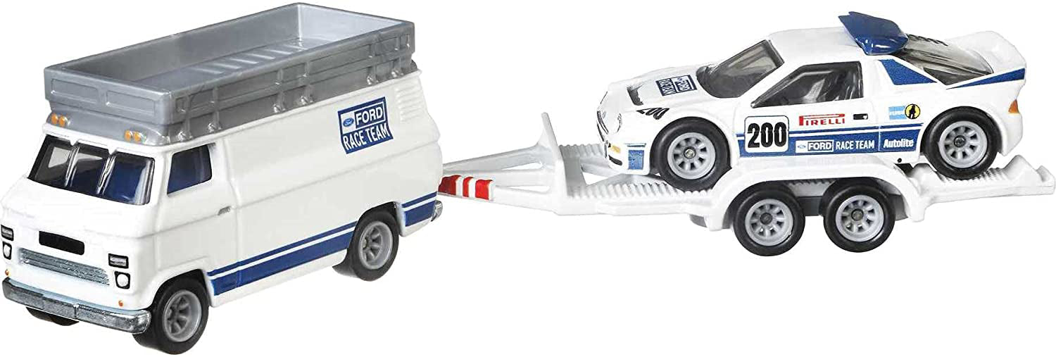 HOT WHEELS TRANSPORTATOR RALLY VAN CU MASINUTA  FORD RS200 SCARA 1:64
