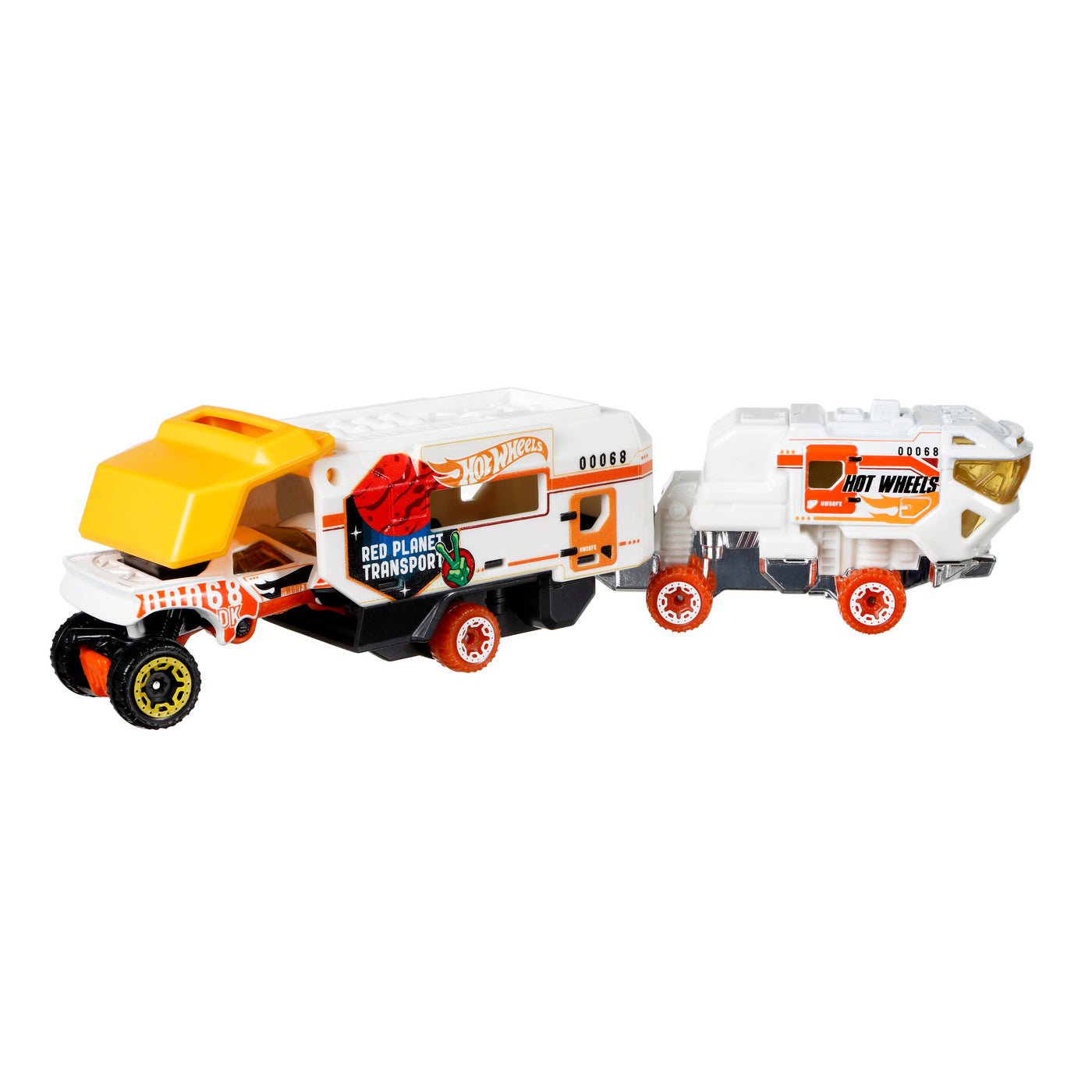 SET CAMION SI MASINA SPORT HOT WHEELS RED PLANET TRANSPORT