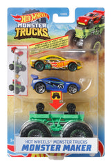 HOT WHEELS MONSTER TRUCK CU MASINUTE ALBASTRU SI GALBEN
