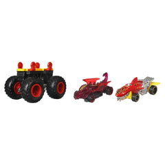 HOT WHEELS MONSTER TRUCK CU MASINUTE NEAGRU SI ROSU