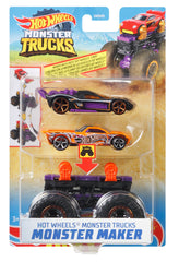 HOT WHEELS MONSTER TRUCK CU MASINUTE MOV SI PORTOCALIU