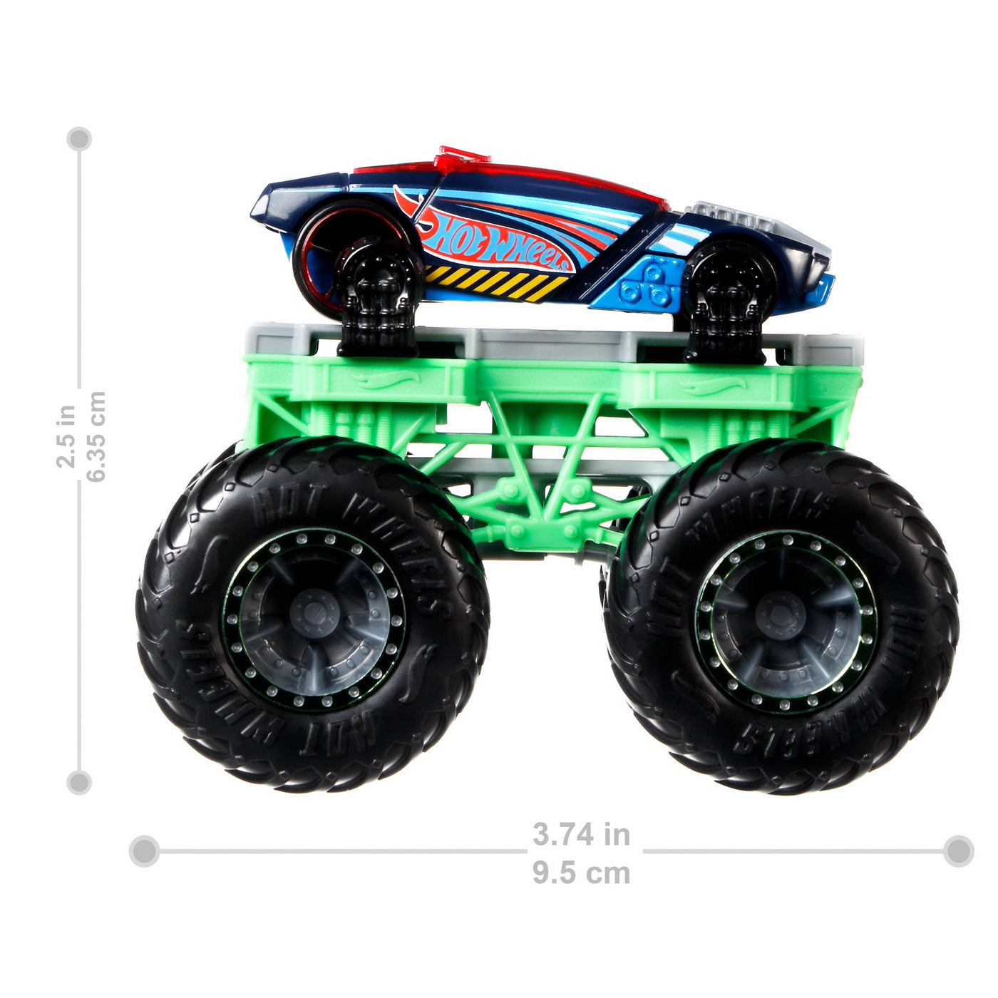 HOT WHEELS MONSTER TRUCK CU MASINUTE GRI SI ALBASTRU