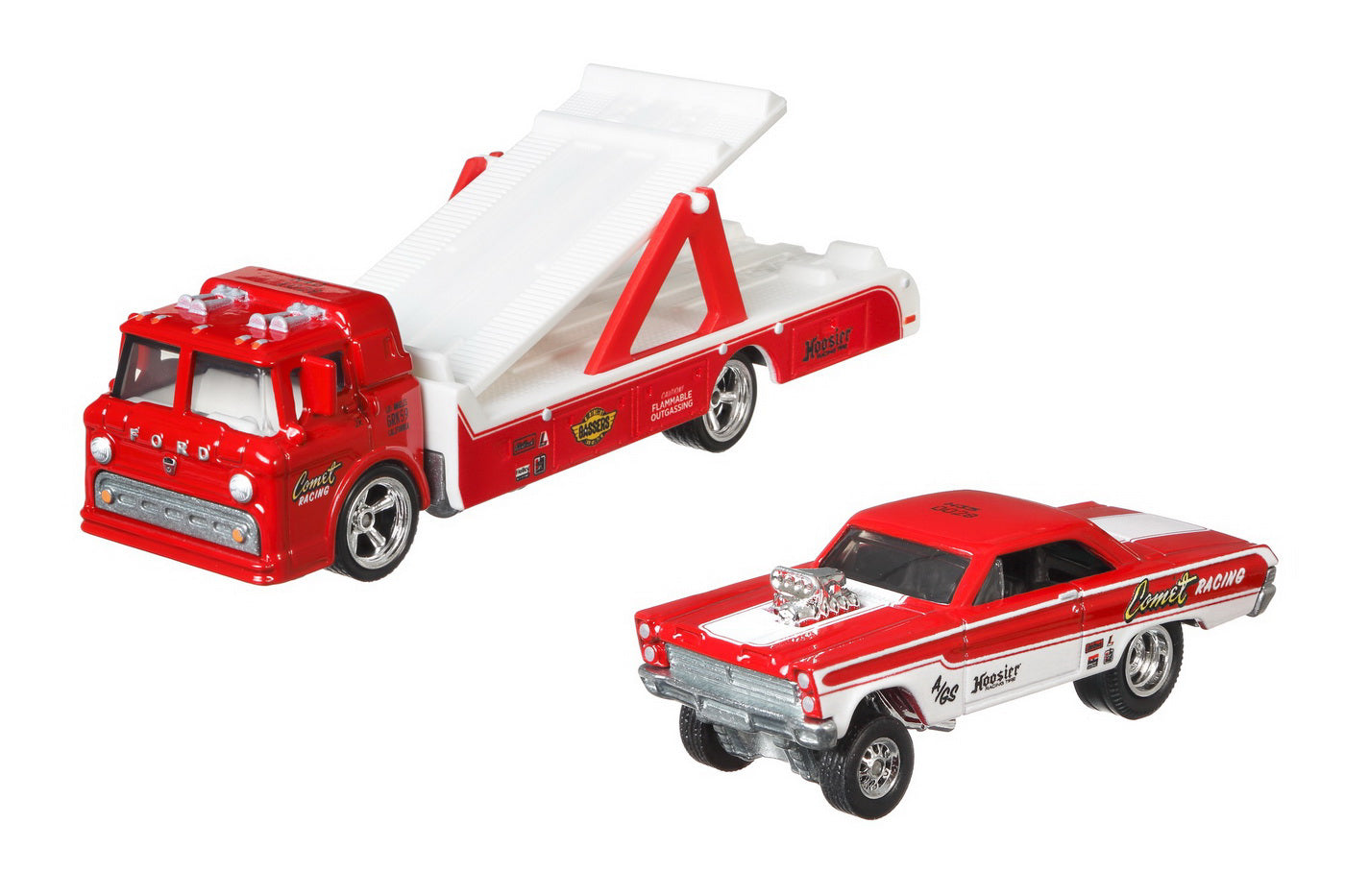 HOT WHEELS TRANSPORTATOR MERCURY COMET CYCLONE 65' CU MASINUTA  FORD C-800 SCARA 1:64