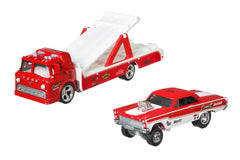 HOT WHEELS TRANSPORTATOR MERCURY COMET CYCLONE 65' CU MASINUTA  FORD C-800 SCARA 1:64