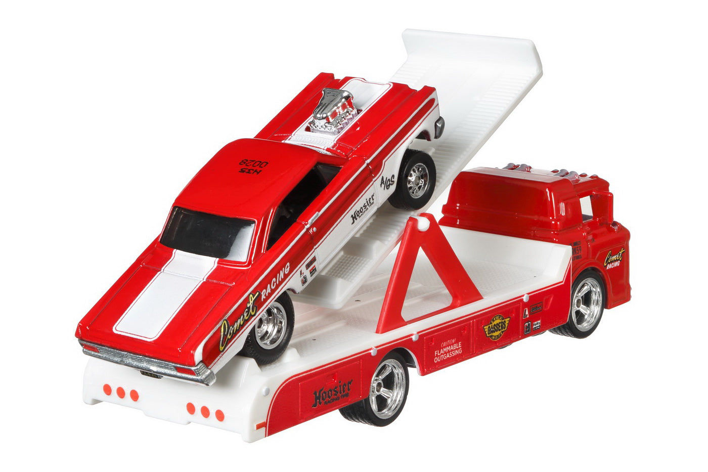 HOT WHEELS TRANSPORTATOR MERCURY COMET CYCLONE 65' CU MASINUTA  FORD C-800 SCARA 1:64