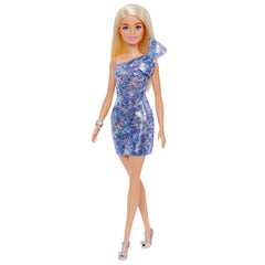 PAPUSA BARBIE TINUTE STRALUCITOARE BLONDA CU ROCHITA MOV