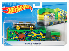 SET CAMION SI MASINA SPORT HOT WHEELS PENCIL PUSHER