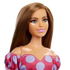 PAPUSA BARBIE FASHIONISTA SATENA CU ROCHIE ROZ CU BULINE