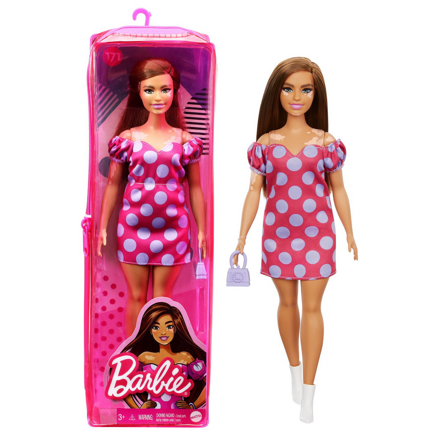 PAPUSA BARBIE FASHIONISTA SATENA CU ROCHIE ROZ CU BULINE