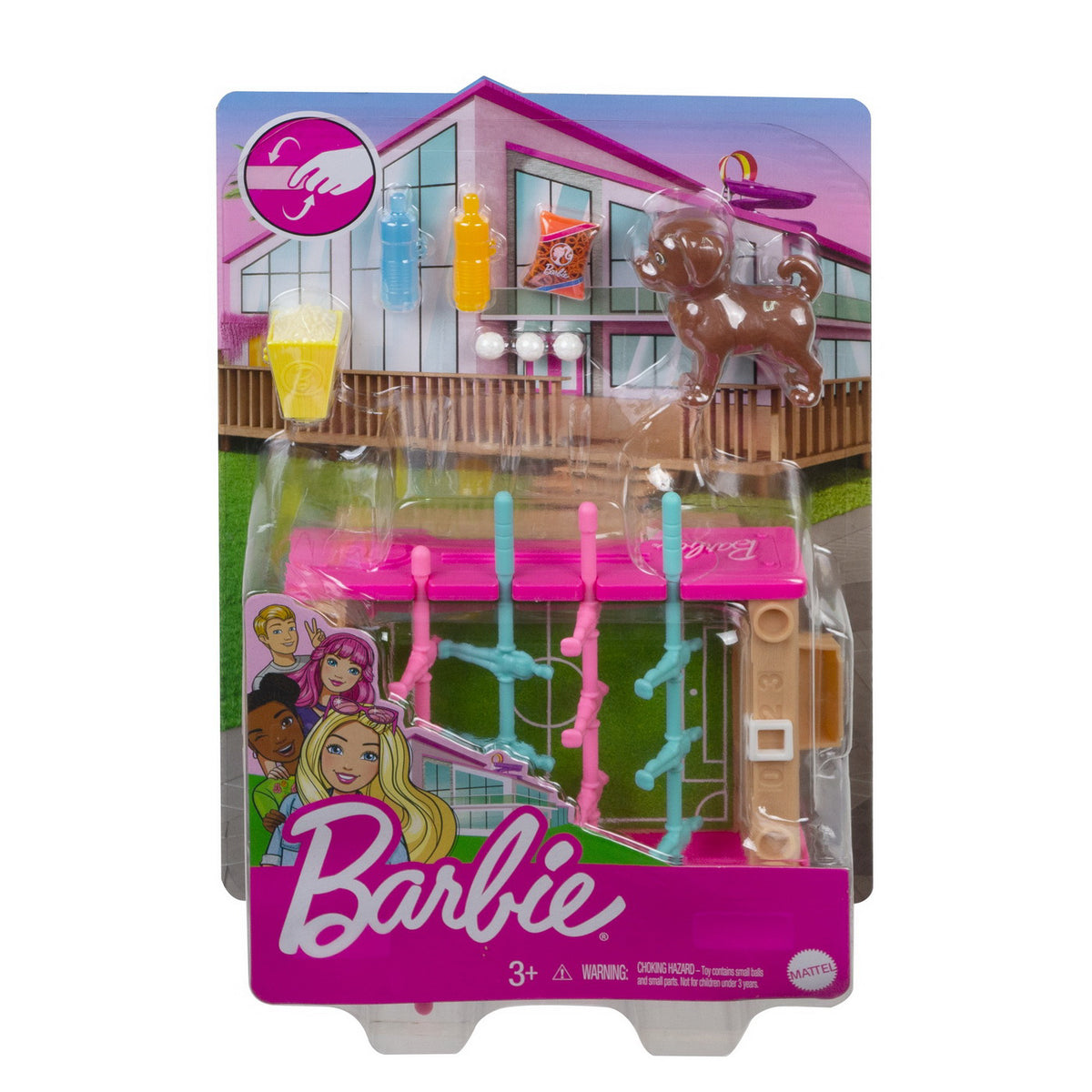 BARBIE SET MOBILIER EXTERIOR CASA BARBIE MASA DE FOTBAL CU ACCESORII