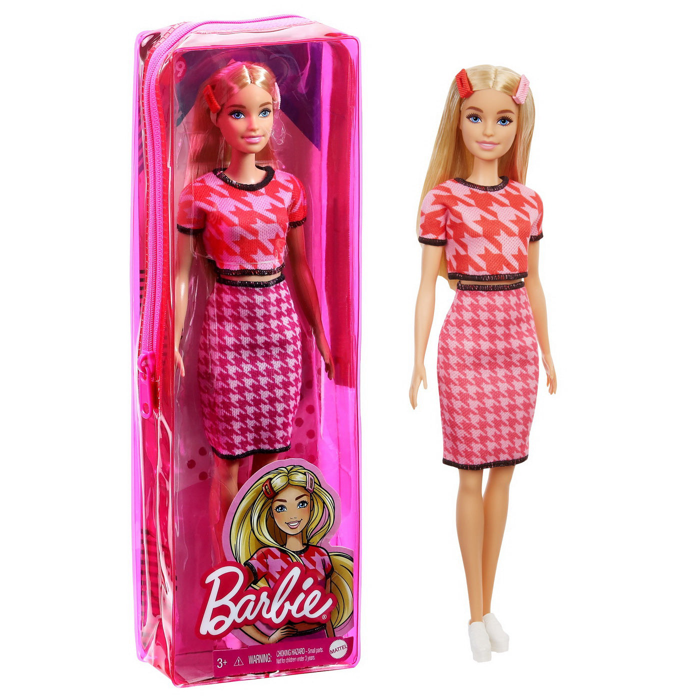 PAPUSA BARBIE FASHIONISTA BLONDA CU TINUTA CASUAL ROZ