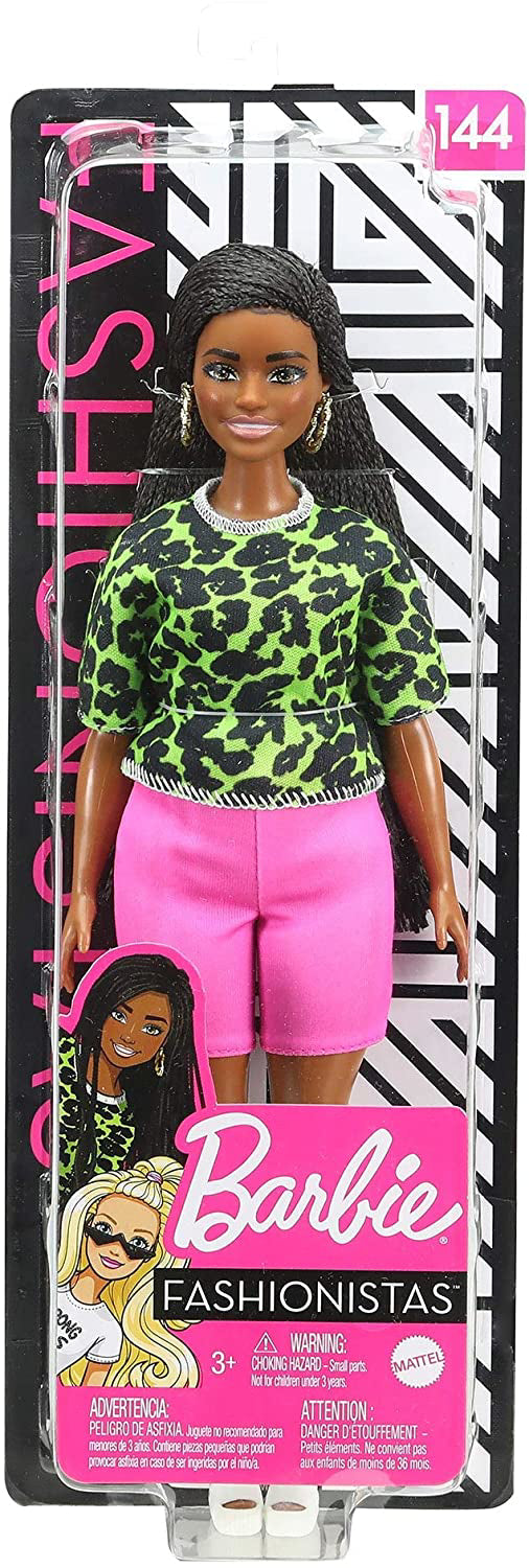 PAPUSA BARBIE FASHIONISTA CU PARUL BRUNET IMPLETIT IN CODITE
