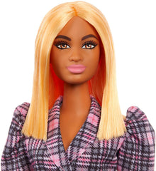 PAPUSA BARBIE FASHIONISTA CU ROCHIE TIP BLAZER ROZ IN CAROURI