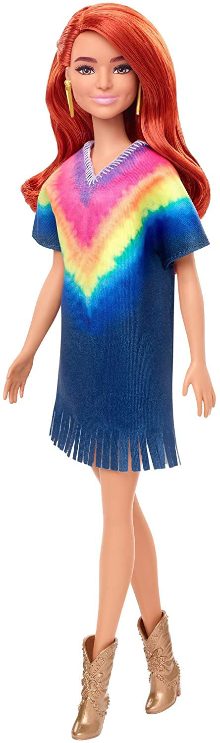 PAPUSA BARBIE FASHIONISTA ROSCATA CU ROCHITA CURCUBEU