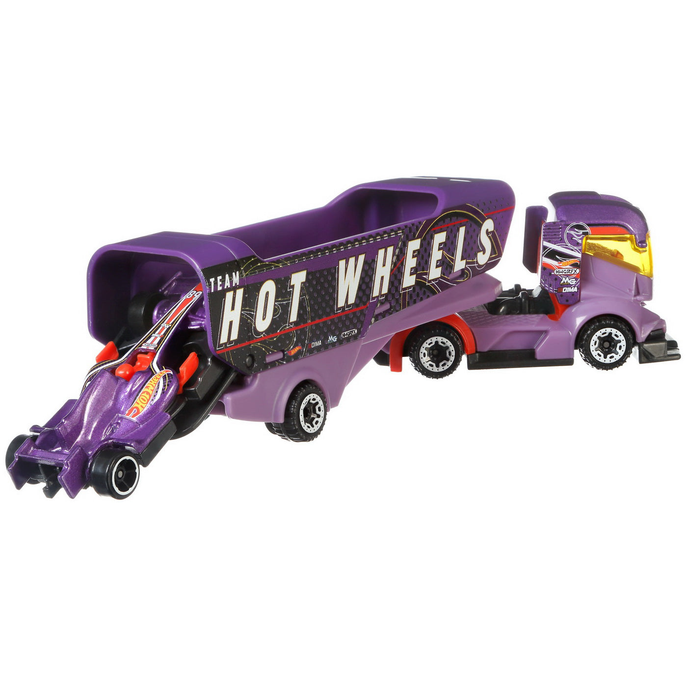 SET CAMION SI MASINA SPORT HOT WHEELS BIG RIG HEAT