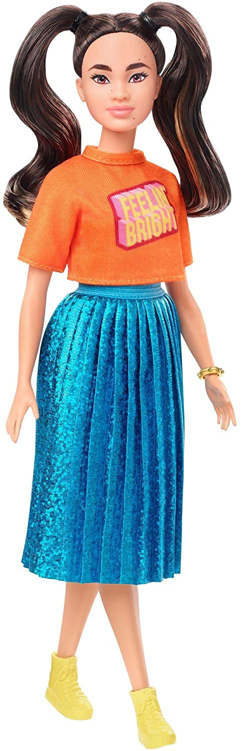 PAPUSA BARBIE FASHIONISTA BRUNETA SI CU PARUL CU CODITE