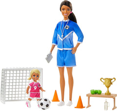 BARBIE PAPUSA CARIERE SET SPORT ANTRENOR DE FOTBAL BRUNETA