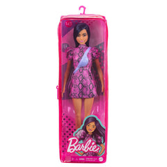 PAPUSA BARBIE FASHIONISTA BRUNETA CU ROCHITA MOV