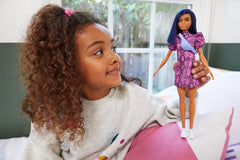 PAPUSA BARBIE FASHIONISTA BRUNETA CU ROCHITA MOV