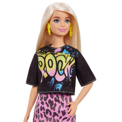 PAPUSA BARBIE FASHIONISTA BLONDA CU TINUTA DE VARA ROCK