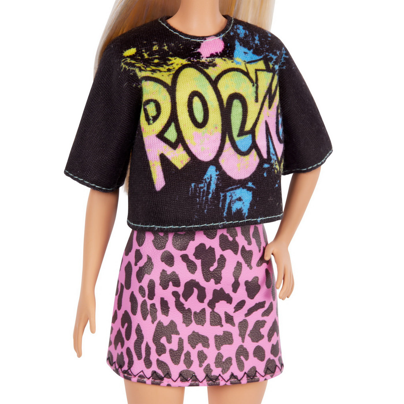 PAPUSA BARBIE FASHIONISTA BLONDA CU TINUTA DE VARA ROCK