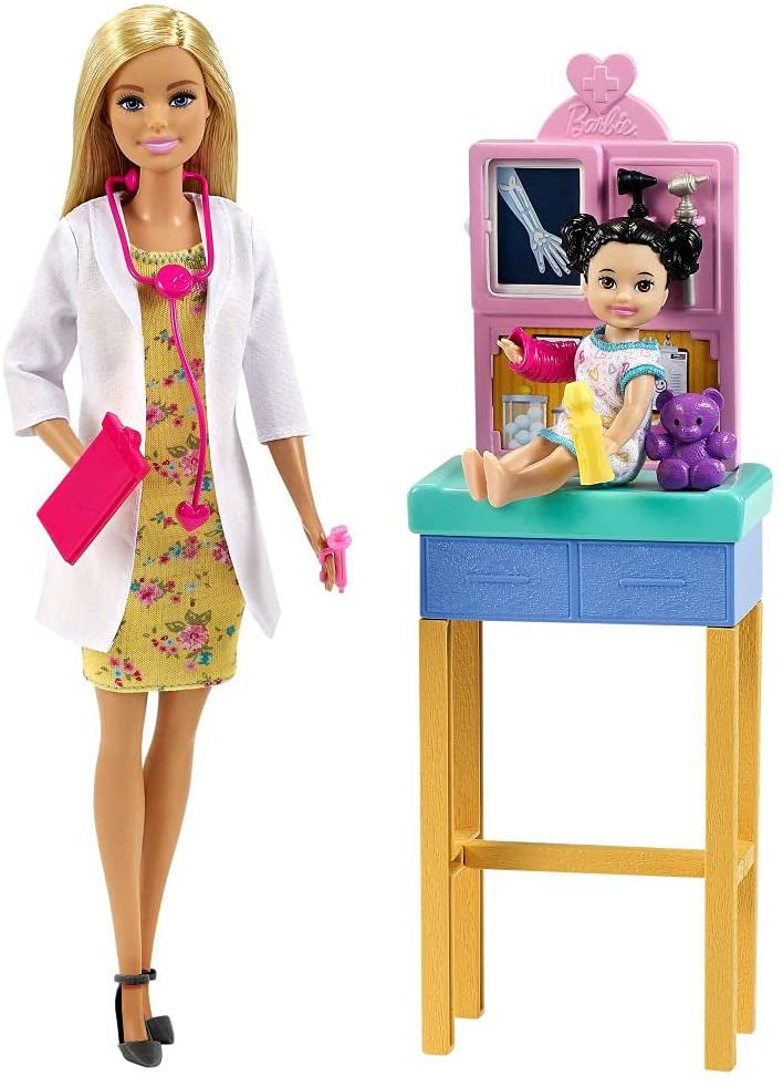 BARBIE CARIERE SET CU PAPUSA DOCTOR PEDIATRU BLONDA