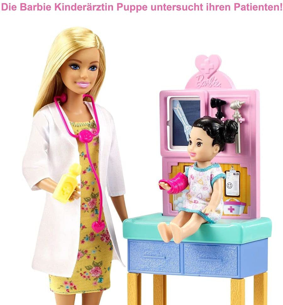 BARBIE CARIERE SET CU PAPUSA DOCTOR PEDIATRU BLONDA