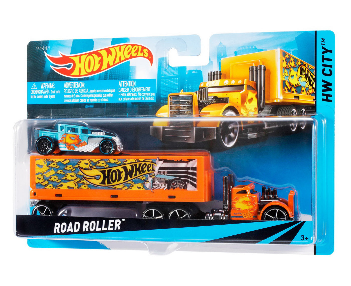 SET CAMION SI MASINA SPORT HOT WHEELS ROAD ROLLER