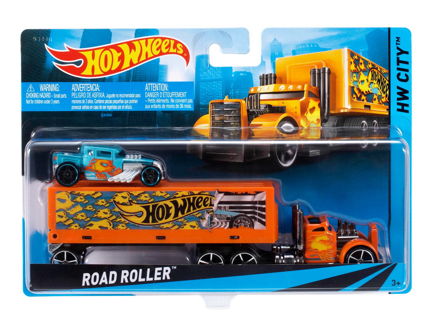 SET CAMION SI MASINA SPORT HOT WHEELS ROAD ROLLER