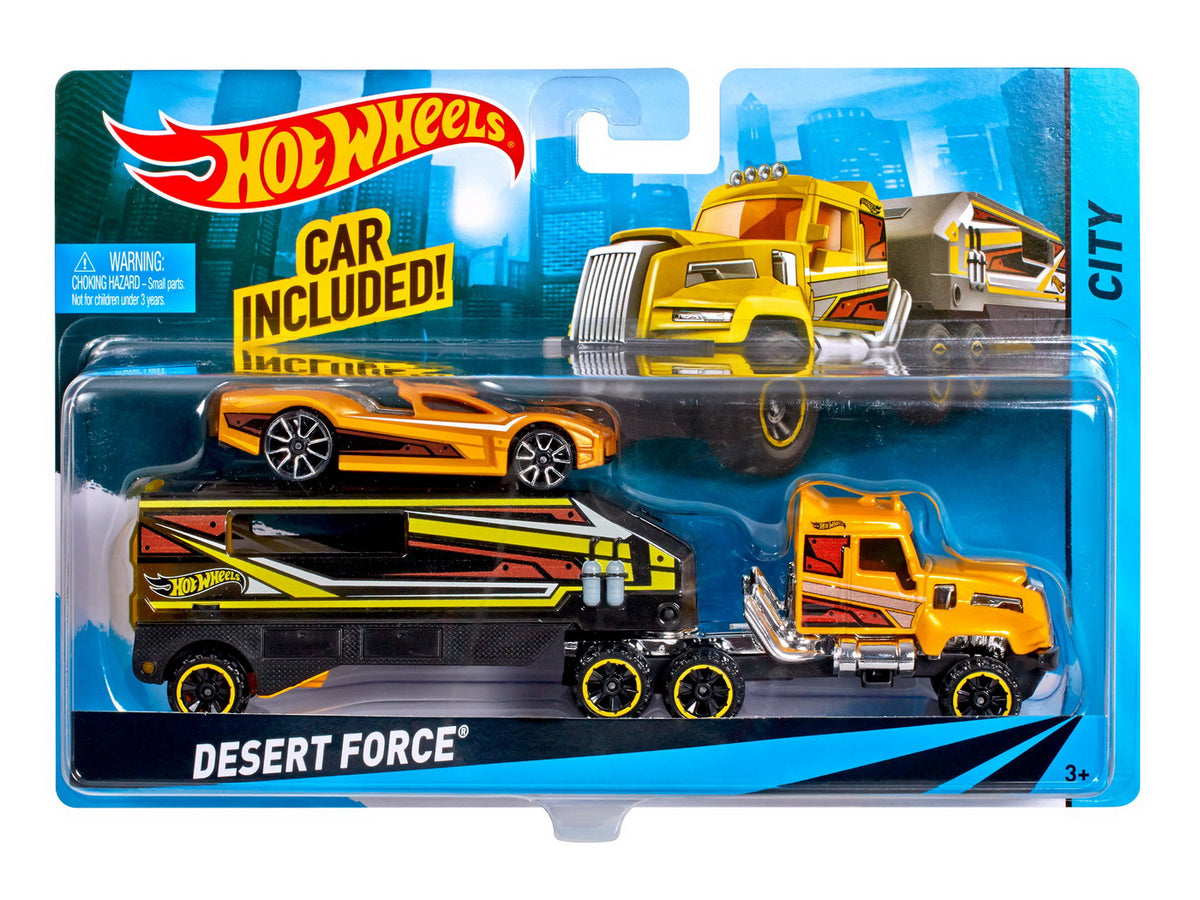 SET CAMION SI MASINA SPORT HOT WHEELS DESERT FORCE