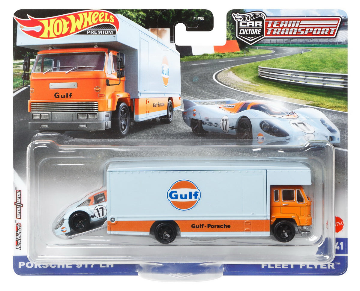 HOT WHEELS TRANSPORTATOR FLEET FLYER CU MASINUTA PORSCHE 917 EH SCARA 1:64