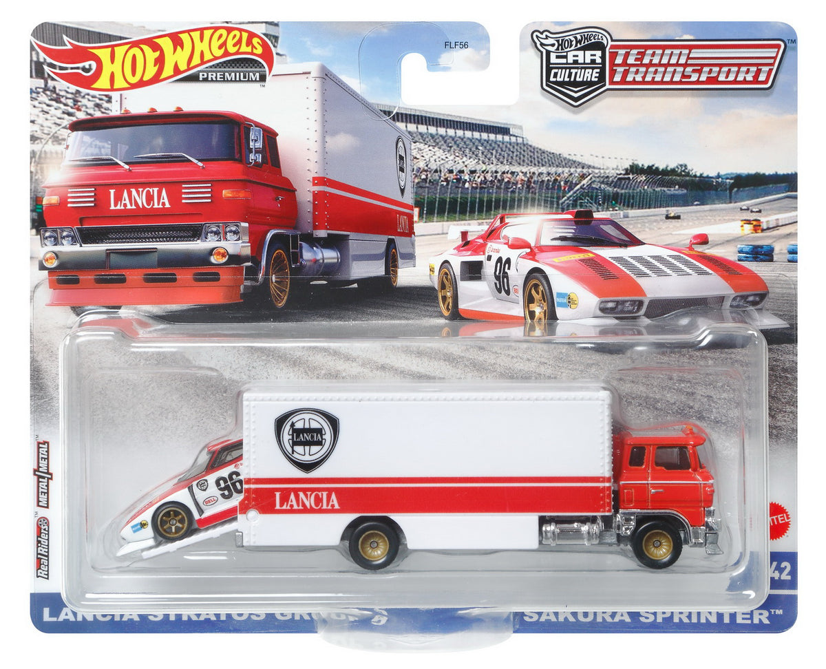 HOT WHEELS TRANSPORTATOR LANCIA STRATOS CU MASINUTA SAKURA SPRINTER SCARA 1:64