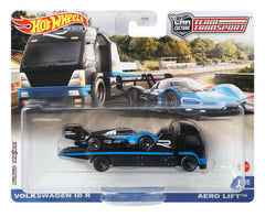 HOT WHEELS TRANSPORTATOR AERO LIFT NEGRU CU MASINUTA VOLKSWAGEN ID R SCARA 1:64