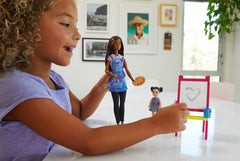 BARBIE CARIERE SET MOBILIER CU PAPUSA BRUNETA PROFESOARA DE PICTURA