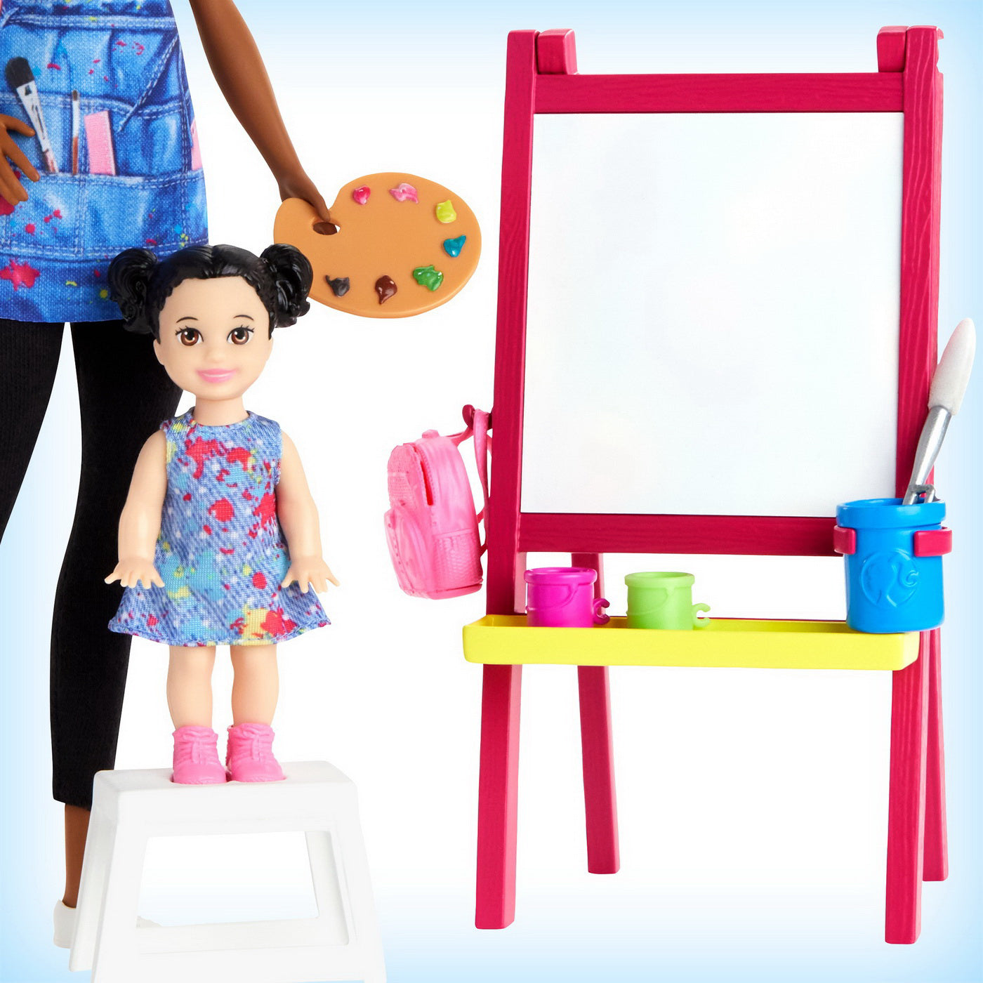 BARBIE CARIERE SET MOBILIER CU PAPUSA BRUNETA PROFESOARA DE PICTURA