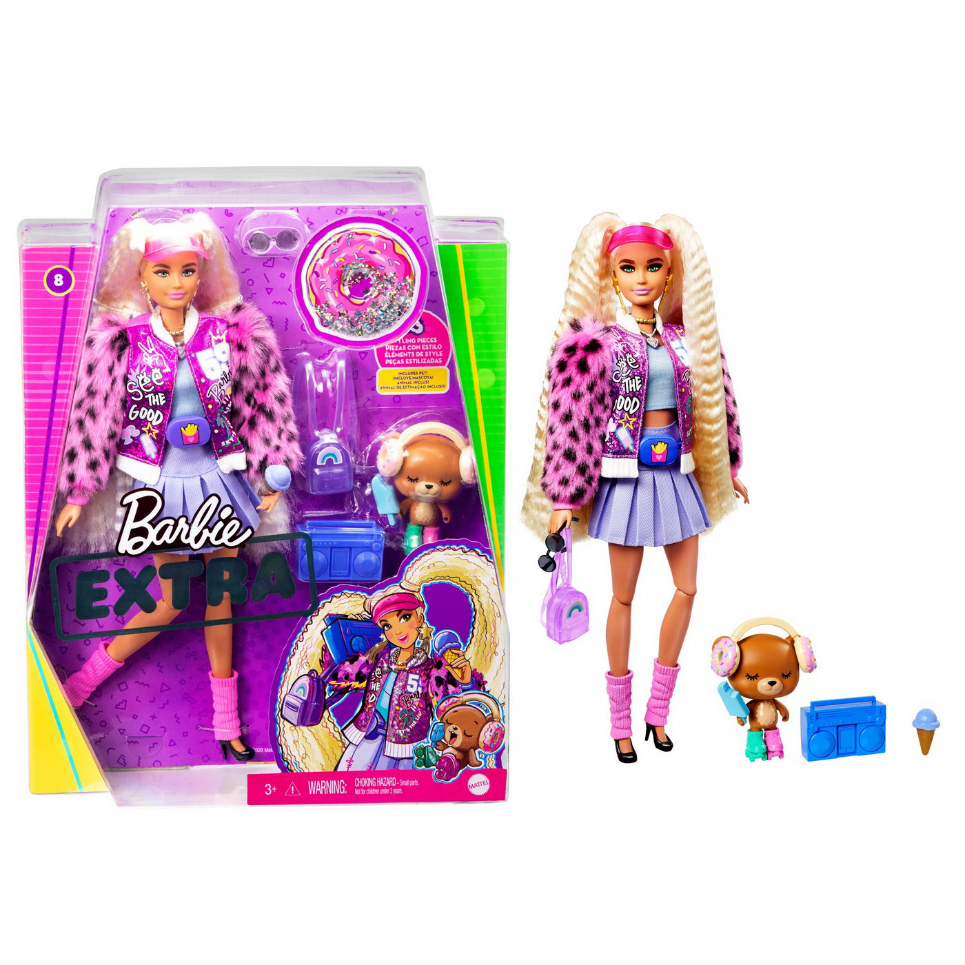 PAPUSA BARBIE EXTRA STYLE BLONDA CU CODITE