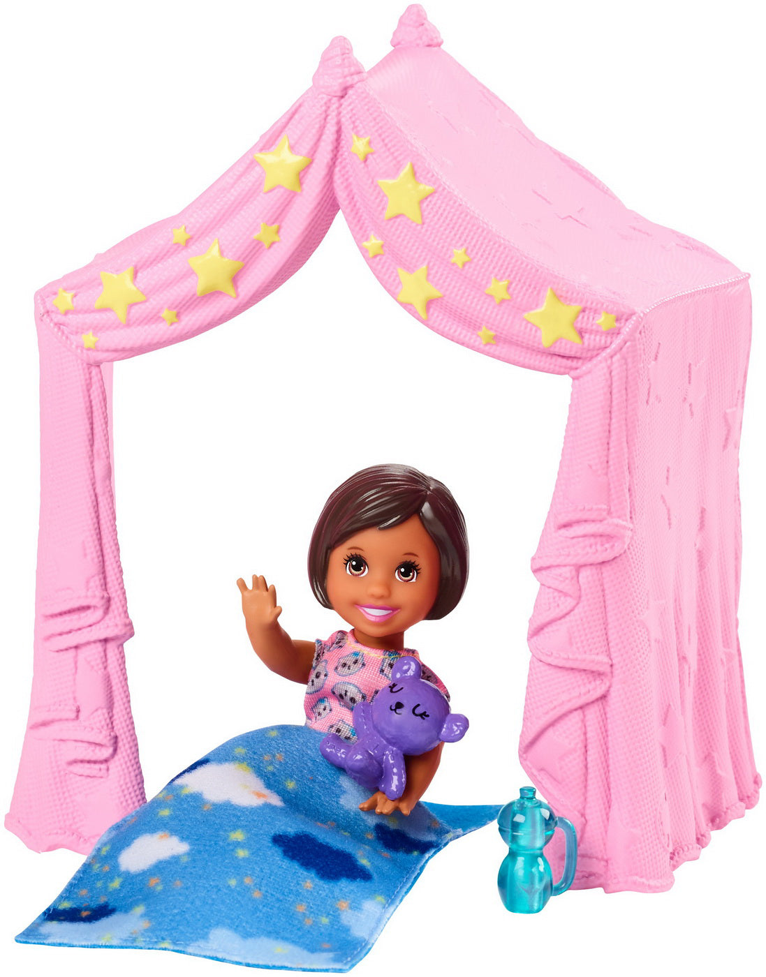 SET BARBIE SKIPPER BABYSITTERS PETRECERE IN PIJAMALE CU PAPUSA FETITA