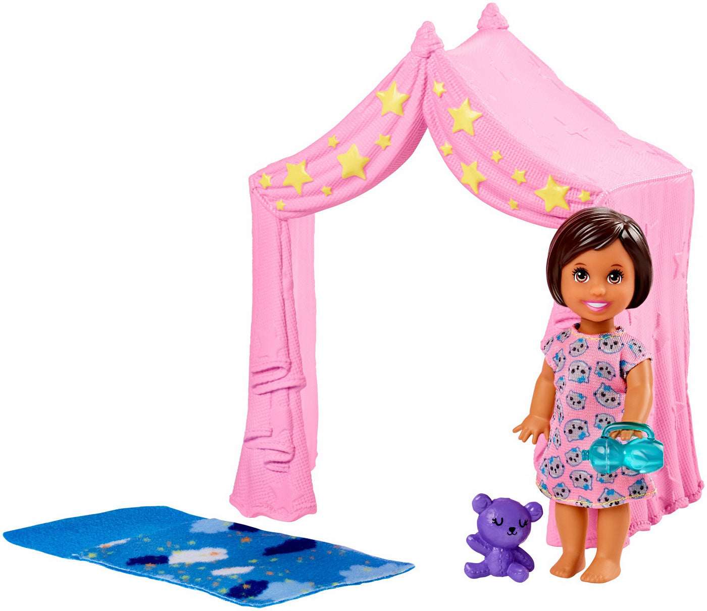 SET BARBIE SKIPPER BABYSITTERS PETRECERE IN PIJAMALE CU PAPUSA FETITA