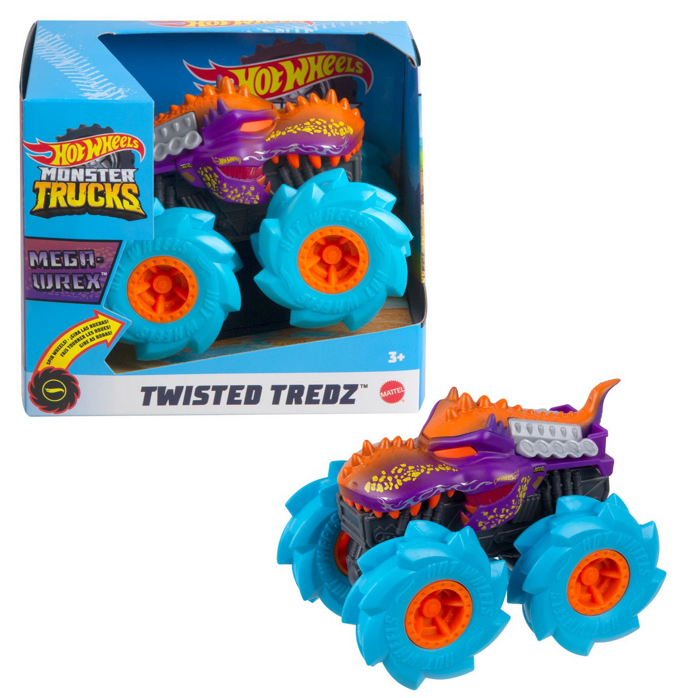HOT WHEELS MONSTER TRUCK MASINUTA TWISTER TREDZ MEGA WREX ALBASTRU SCARA 1:43