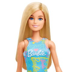 PAPUSA BARBIE BLONDA CU ROCHITA ALBASTRA