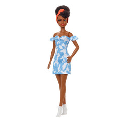 PAPUSA BARBIE FASHIONISTA BRUNETA CU ROCHITA ALBASTRA