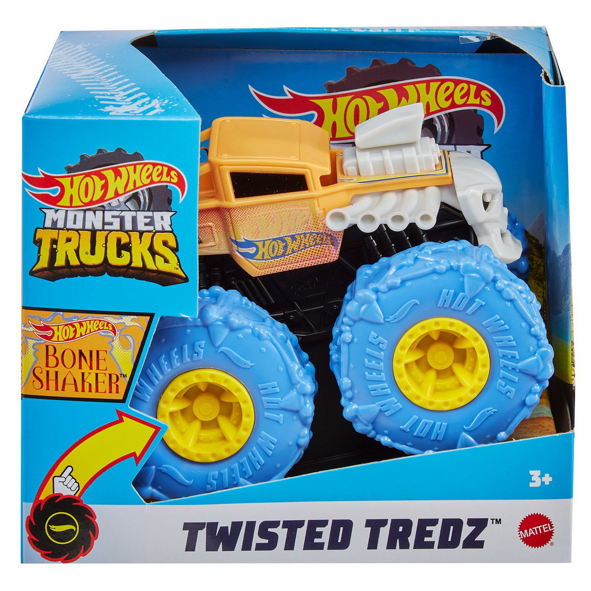 HOT WHEELS MONSTER TRUCK MASINUTA TWISTER TREDZ BONE SHAKER PORTOCALIU SCARA 1:43