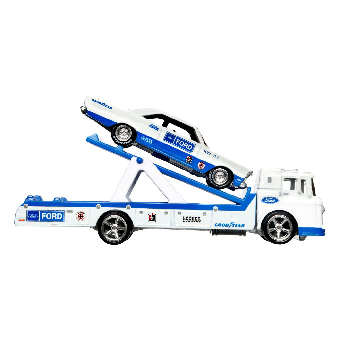 HOT WHEELS TRANSPORTATOR FORD C-800 CU MASINUTA FORD GALAXIE 65 SCARA 1:64