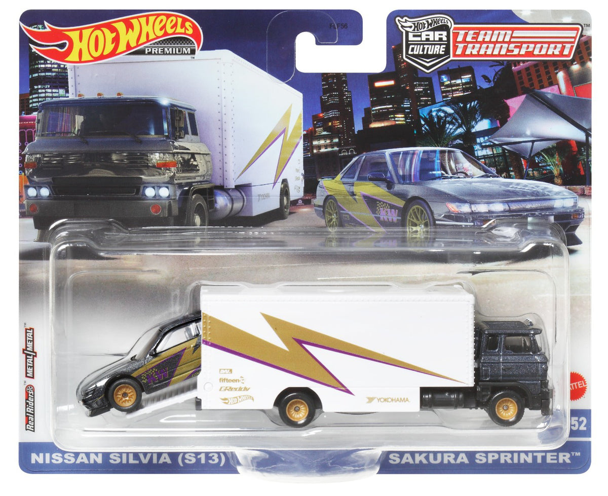 HOT WHEELS TRANSPORTATOR SAKURA SPRINTER CU MASINUTA NISSAN SILVIA SCARA 1:64