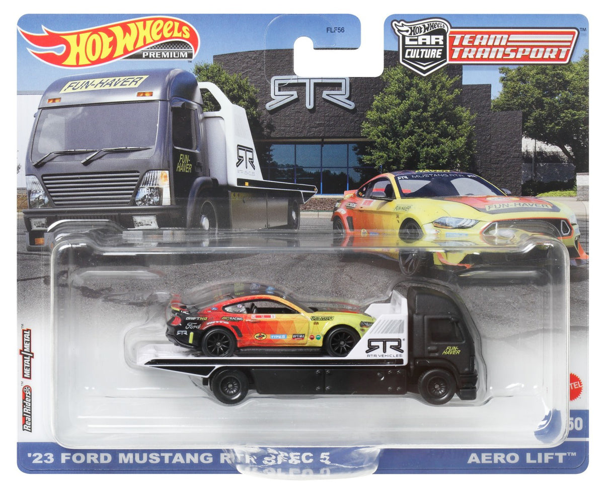HOT WHEELS TRANSPORTATOR AERO LIFT CU MASINUTA FORD MUSTANG RTR SPEC 5 SCARA 1:64