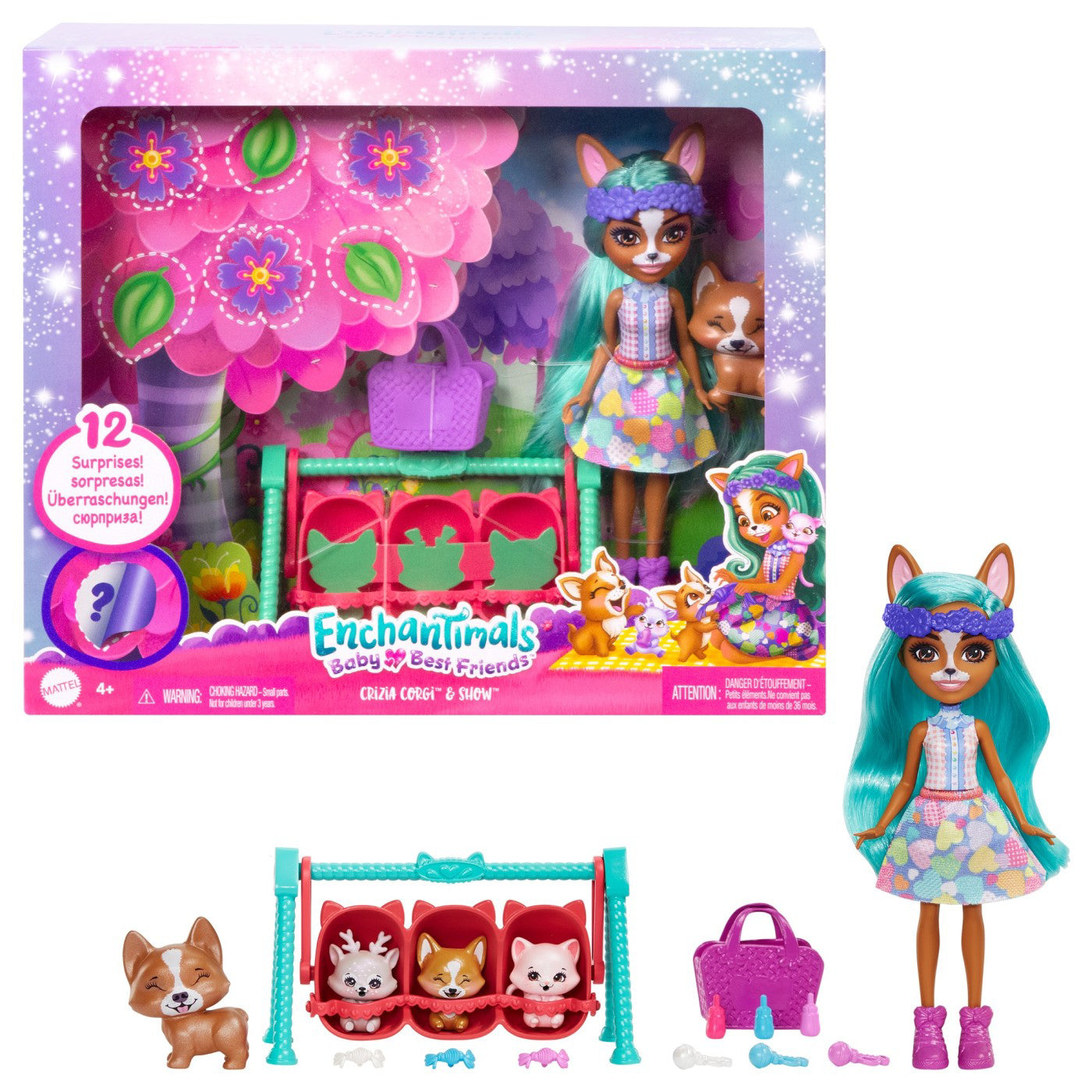 ENCHANTIMALS BABY BEST FRIENDS SET SURPRIZA CRIZIA CORGI SI SNOW
