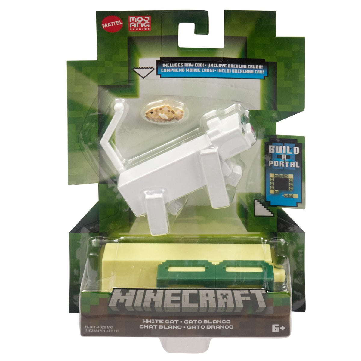 MINECRAFT CRAFT A BLOCK FIGURINA WHITE CAT 8CM