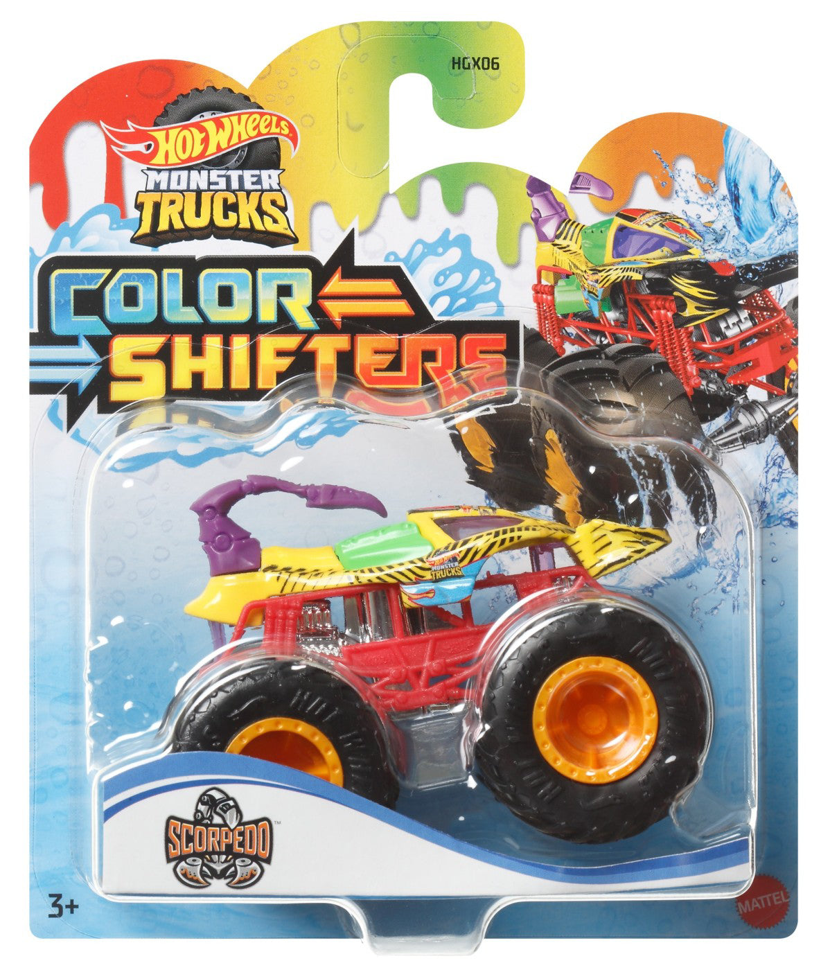 HOT WHEELS MONSTER TRUCK CAMION SCORPEDO CU CULORI SCHIMBATOARE SCARA 1:64