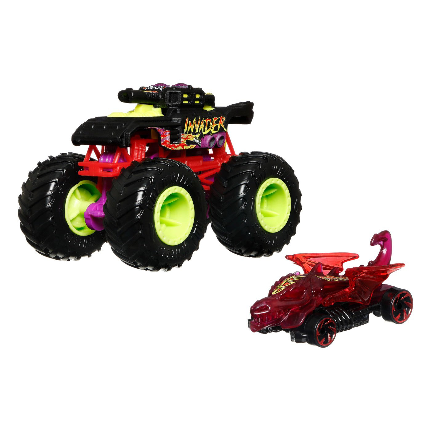 HOT WHEELS MONSTER TRUCK SI MASINUTA METALICA INVADER