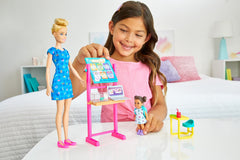 BARBIE CARIERE SET MOBILIER CU PAPUSA BLONDA PROFESOARA